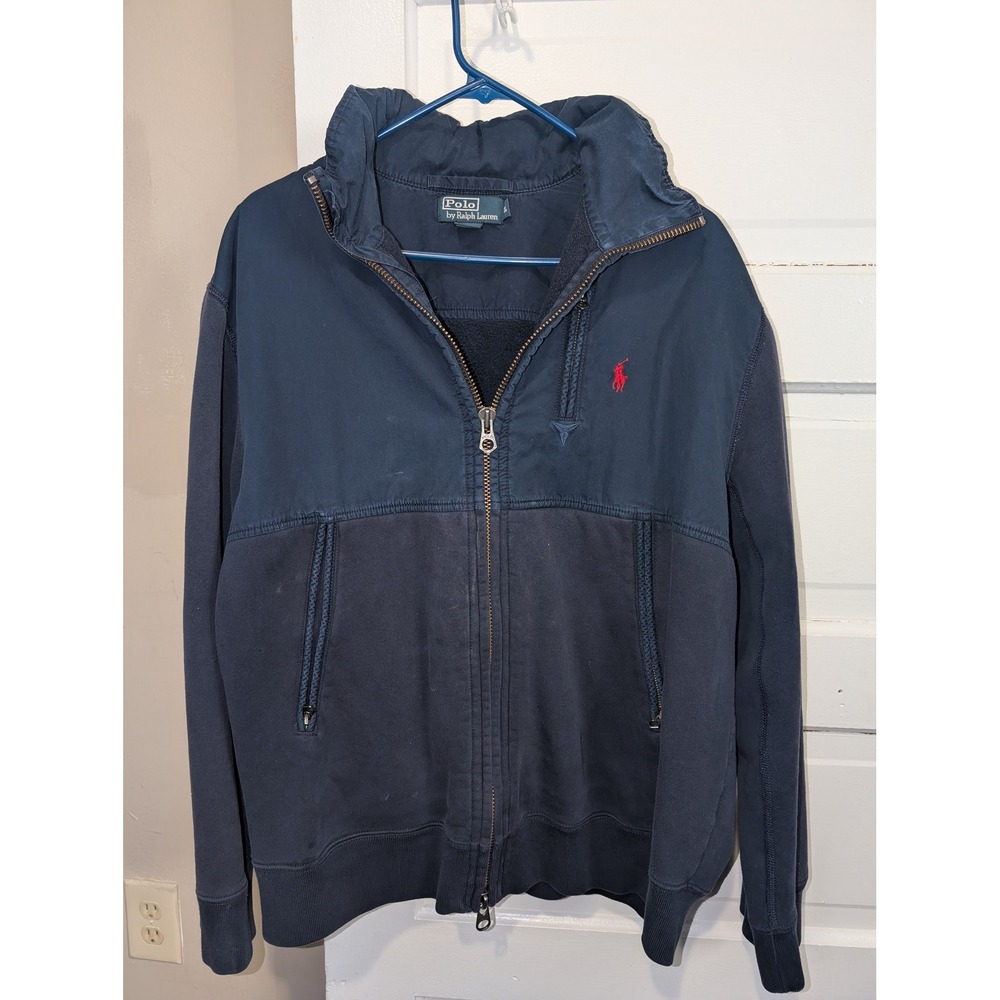 Rare Vintage POLO RALPH LAUREN Small Pony Full Zip Fleece Bomber Jacket 90s XL